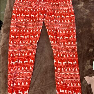 Red and White Reindeer Pattern Pajama Pants